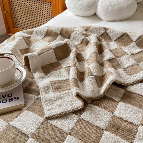 FunnyFuzzyPlushColor BlockCheckerboardThrowBlanket 9