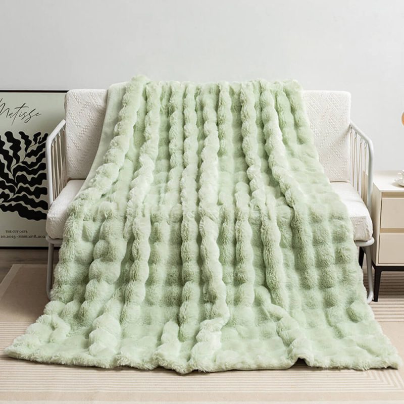 FunnyFuzzyPremiumBubbleDoubleLayerThickenedFauxRabbitFurBlanket 15