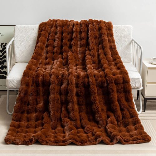 FunnyFuzzyPremiumBubbleDoubleLayerThickenedFauxRabbitFurBlanket 16