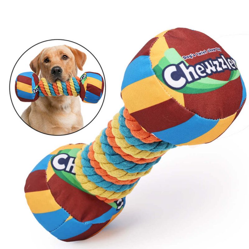 FunnyFuzzyRainbowDumbbellSqueakyDogToyBite ResistantTeethCleaningChewToy 2 c0a232b9 ed02 4843 9d16 9602a21387aa