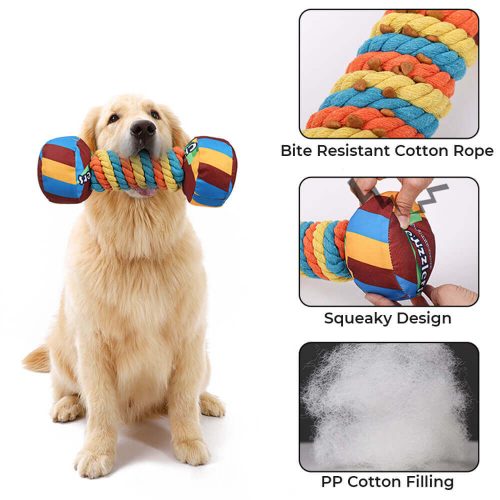 FunnyFuzzyRainbowDumbbellSqueakyDogToyBite ResistantTeethCleaningChewToy 4 f03e6862 7a45 4af8 be0c 4261b1dbfc72