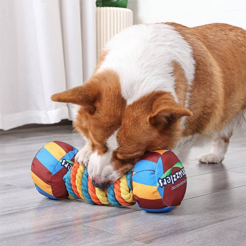 FunnyFuzzyRainbowDumbbellSqueakyDogToyBite ResistantTeethCleaningChewToy 5 cf6213c7 2b31 4c94 977a 4c02d18f220c