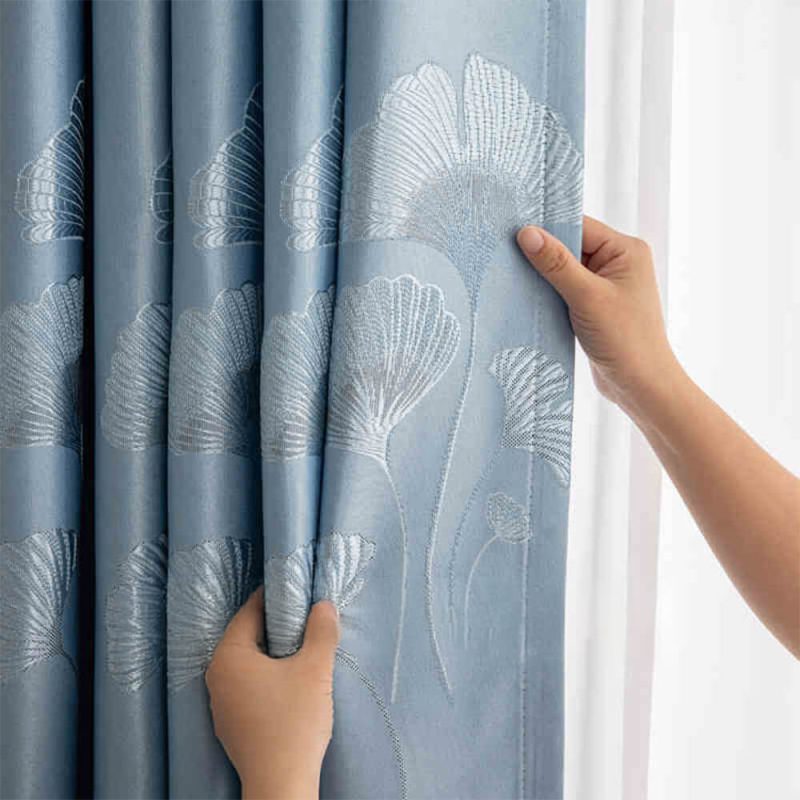 FunnyFuzzyRefinedJacquardFlowingDesignBlackoutCurtains 9