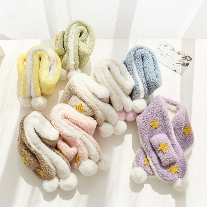 FunnyFuzzySoftPlushDelicateStarsPomPomDecorativeDogScarf 3