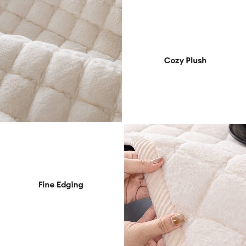 FunnyFuzzySoftPlushDiamondQuiltedAnti SlipCushionCouchCover 3