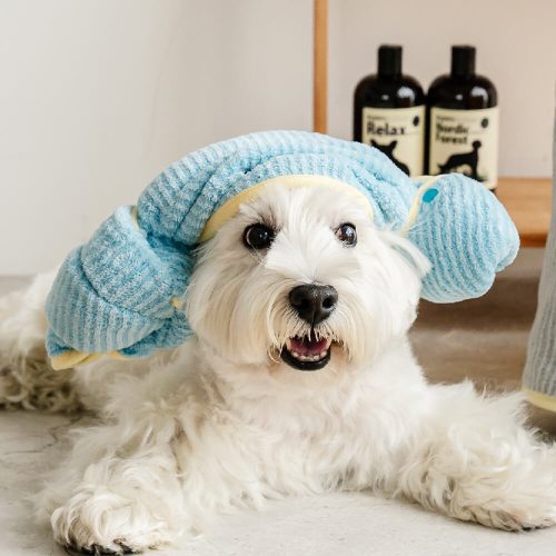 FunnyFuzzySoftStripedQuick DryAbsorbentDogBathrobeTowel 12