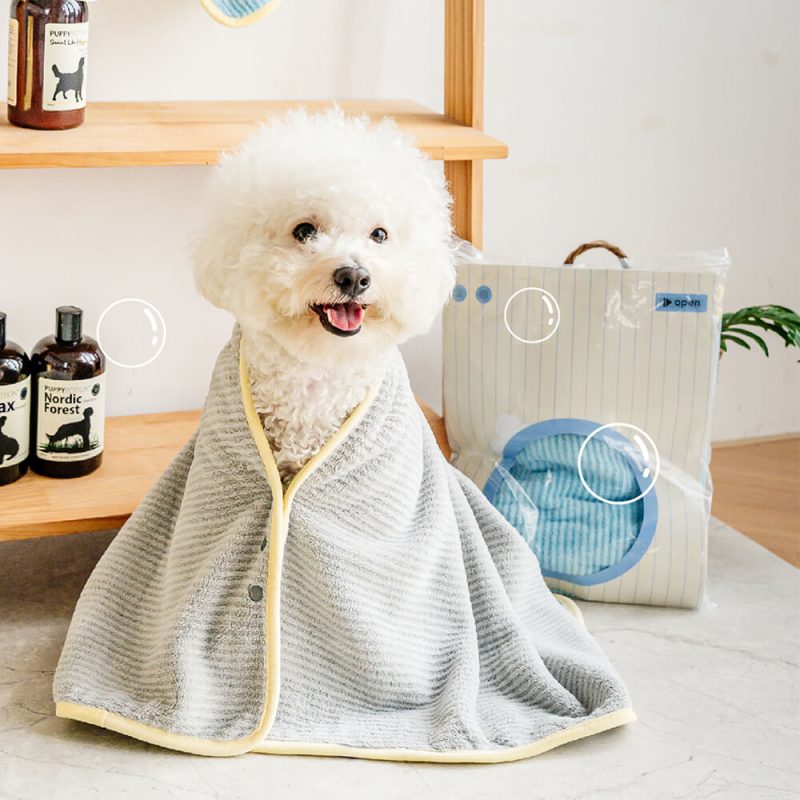 FunnyFuzzySoftStripedQuick DryAbsorbentDogBathrobeTowel 3