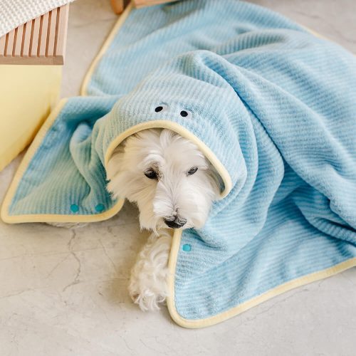 FunnyFuzzySoftStripedQuick DryAbsorbentDogBathrobeTowel 8