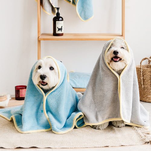 FunnyFuzzySoftStripedQuick DryAbsorbentDogBathrobeTowel 9