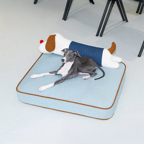 FunnyFuzzySpaciousDenimDecorationDog CatMatwithRemovableDollPillow 12