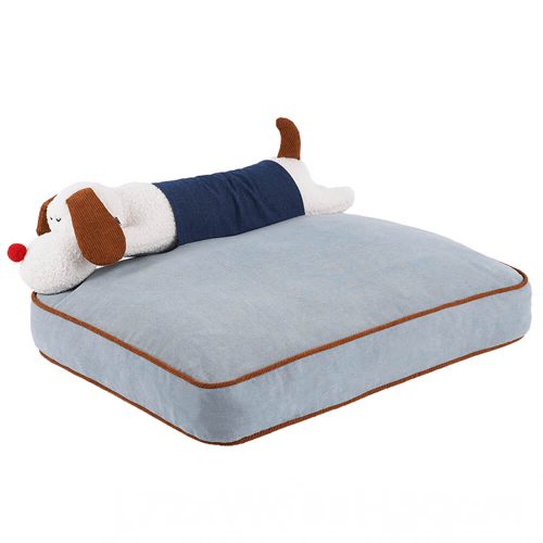 FunnyFuzzySpaciousDenimDecorationDog CatMatwithRemovableDollPillow 13