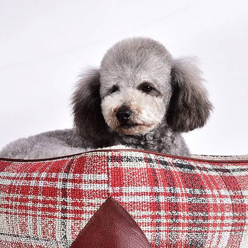 FunnyFuzzySquareVintagePlaidFauxSherpaPULeatherDog CatBed 5