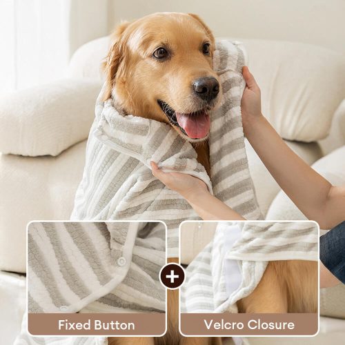 FunnyFuzzyStripedAbsorbentThickLargeSkin FriendlyMulti PurposeDogBathrobeTowel 3