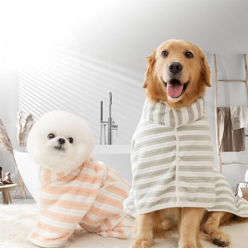 FunnyFuzzyStripedAbsorbentThickLargeSkin FriendlyMulti PurposeDogBathrobeTowel 6