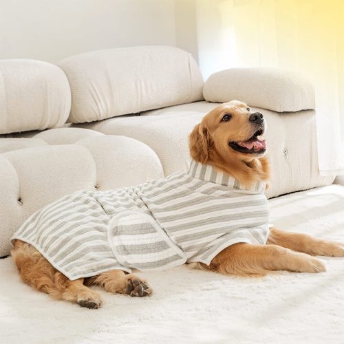 FunnyFuzzyStripedAbsorbentThickLargeSkin FriendlyMulti PurposeDogBathrobeTowel 7