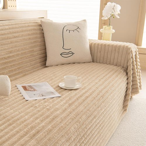 FunnyFuzzyStripedFauxRabbitFurMultiFunctionalOnePieceCouchCover 10