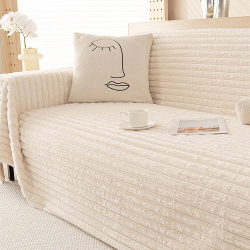 FunnyFuzzyStripedFauxRabbitFurMultiFunctionalOnePieceCouchCover 2