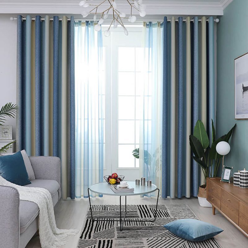 FunnyFuzzyStylishMediterraneanGradientStripeBlackoutCurtains 10