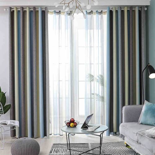 FunnyFuzzyStylishMediterraneanGradientStripeBlackoutCurtains 16