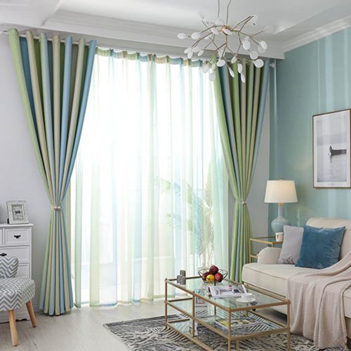 FunnyFuzzyStylishMediterraneanGradientStripeBlackoutCurtains 3