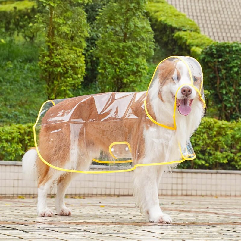 FunnyFuzzyTransparentEVAWaterproofOutdoorDogHoodedRaincoat 11