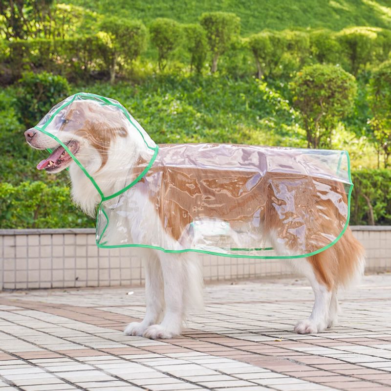 FunnyFuzzyTransparentEVAWaterproofOutdoorDogHoodedRaincoat 12