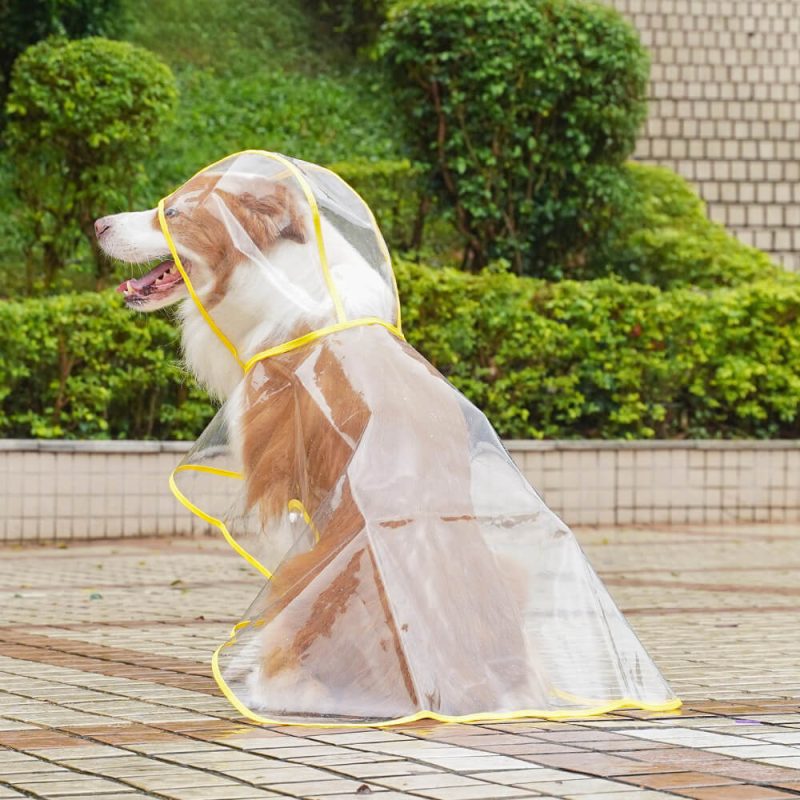 FunnyFuzzyTransparentEVAWaterproofOutdoorDogHoodedRaincoat 2