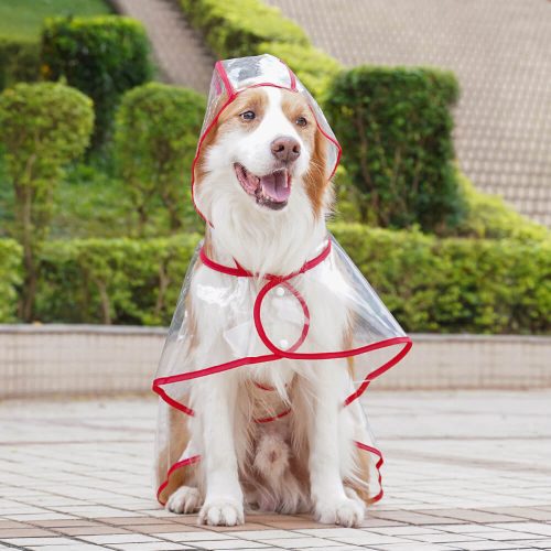 FunnyFuzzyTransparentEVAWaterproofOutdoorDogHoodedRaincoat 3