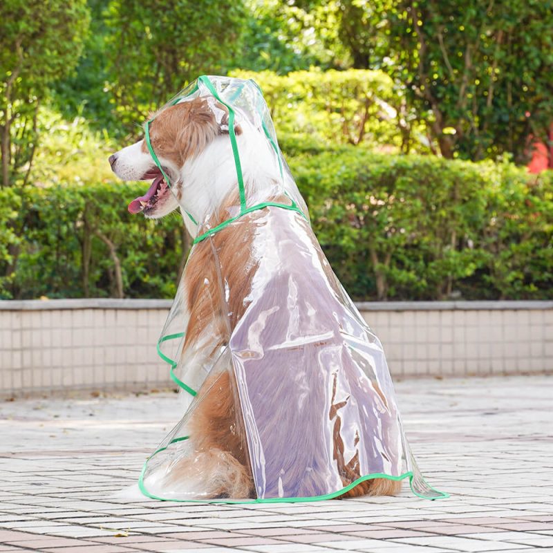 FunnyFuzzyTransparentEVAWaterproofOutdoorDogHoodedRaincoat 6