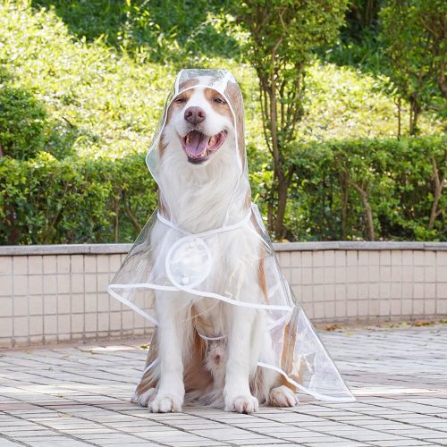 FunnyFuzzyTransparentEVAWaterproofOutdoorDogHoodedRaincoat 7