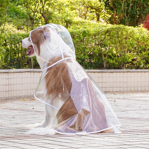 FunnyFuzzyTransparentEVAWaterproofOutdoorDogHoodedRaincoat 8