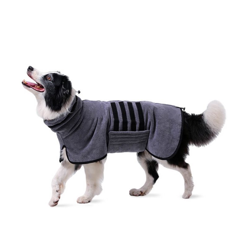 FunnyFuzzyUltraAbsorbentQuick DryMicrofiberAdjustableVelcroTurtleneckDogBathrobe 3