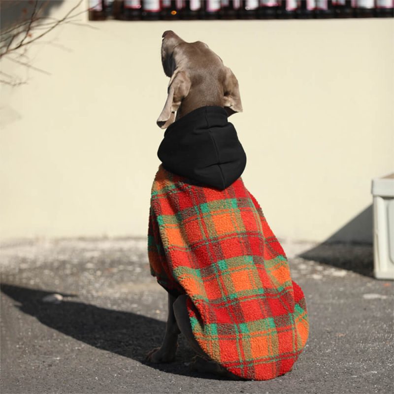 FunnyFuzzyVintageLeisureSquareStripedWarmDogHoodiesClothes 7