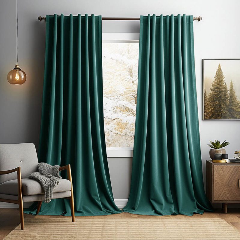 FunnyFuzzyVintageSolidVelvetThermalInsulatedBlackoutCurtains 1