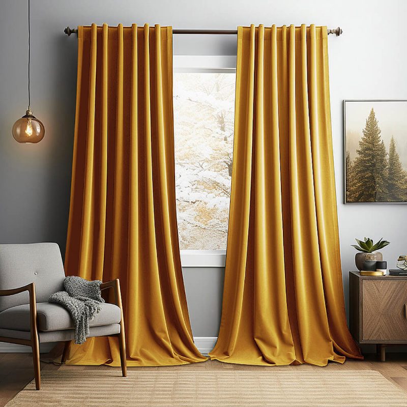 FunnyFuzzyVintageSolidVelvetThermalInsulatedBlackoutCurtains 17