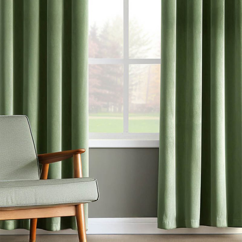 FunnyFuzzyVintageSolidVelvetThermalInsulatedBlackoutCurtains 4