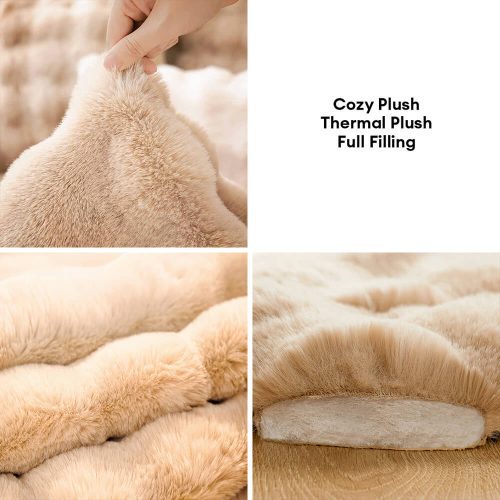 FunnyFuzzyWavePatternUltraSoftFauxRabbitFurDog CatMatWithPetPillow 2