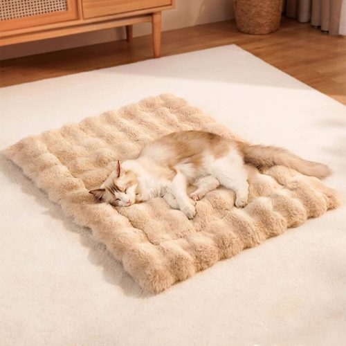 FunnyFuzzyWavePatternUltraSoftFauxRabbitFurDog CatMatWithPetPillow 3