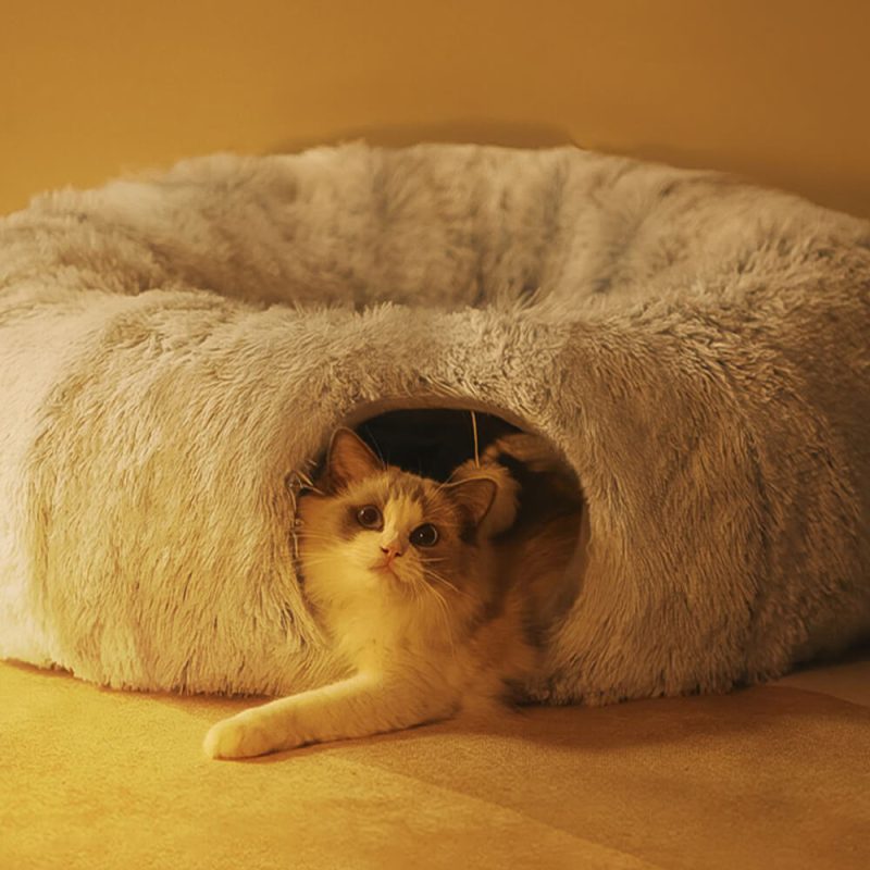 FunnyFuzzy 2in1FoldableIndoorSoftRoundCatTunnelBed10