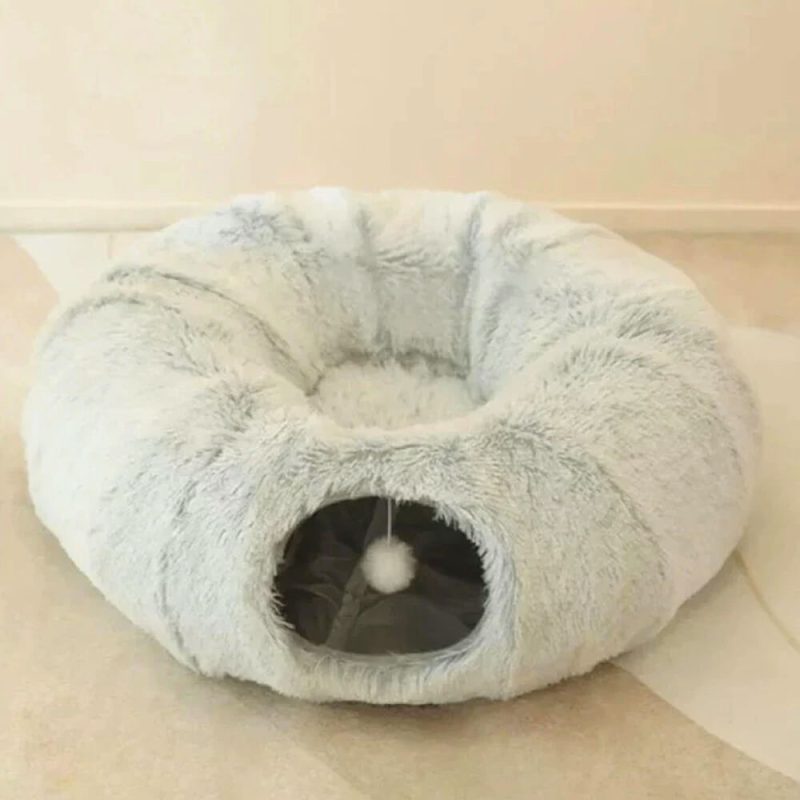 FunnyFuzzy 2in1FoldableIndoorSoftRoundCatTunnelBed11