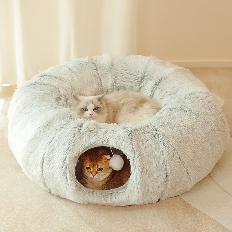 FunnyFuzzy 2in1FoldableIndoorSoftRoundCatTunnelBed12