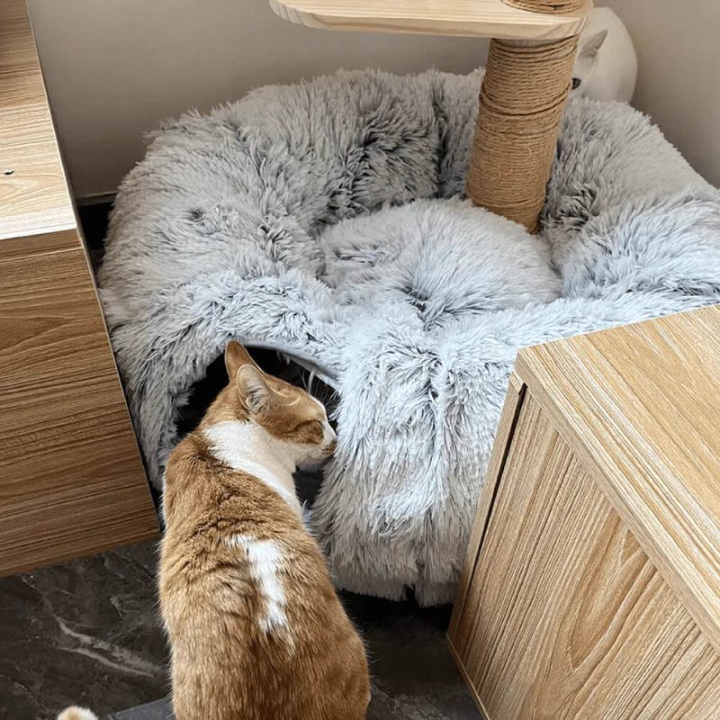 FunnyFuzzy 2in1FoldableIndoorSoftRoundCatTunnelBed8