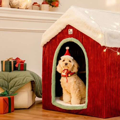 FunnyFuzzy ChristmasSnowHouseCozyWarmthLargeDogHouse3