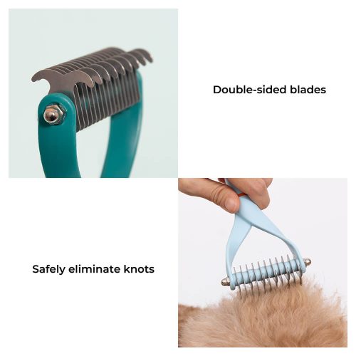 FunnyFuzzy DoublesidedBladesPetDemattingCombGroomer2