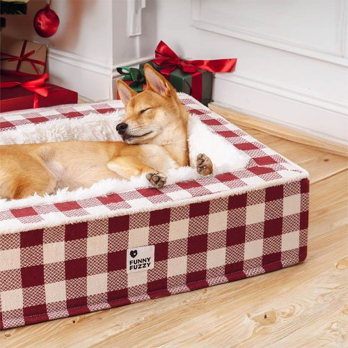 FunnyFuzzy FestiveClassicTartanCozyDogAnti AnxietyCalmingBed10