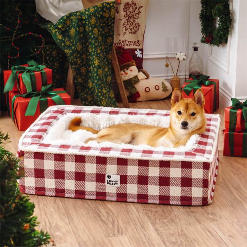 FunnyFuzzy FestiveClassicTartanCozyDogAnti AnxietyCalmingBed4