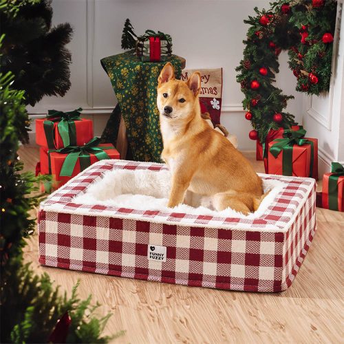 FunnyFuzzy FestiveClassicTartanCozyDogAnti AnxietyCalmingBed5