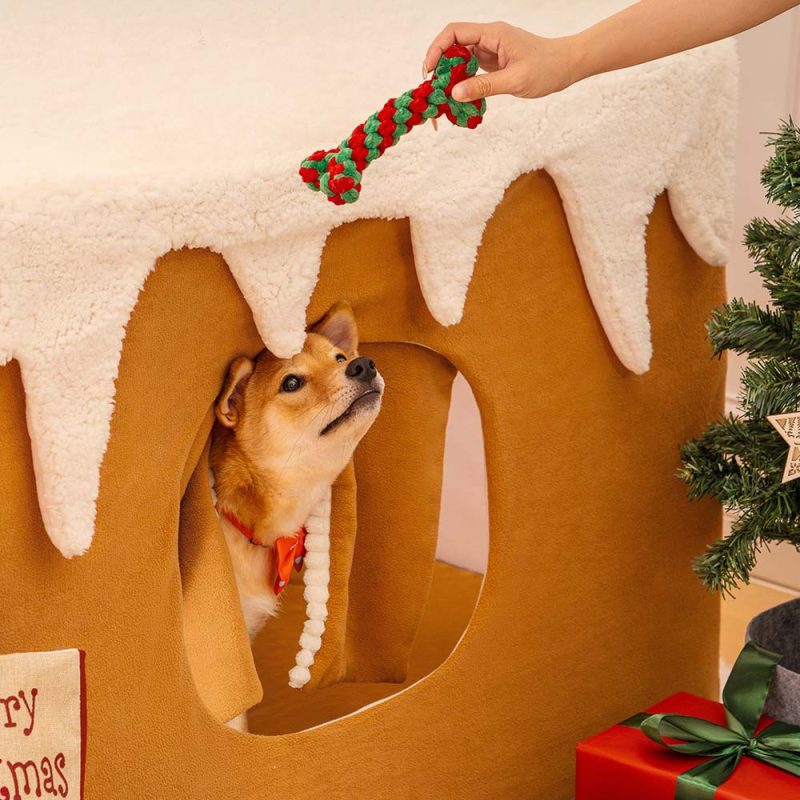 FunnyFuzzy GingerbreadSnowHousePetTentDetachableLargeDogHouse15