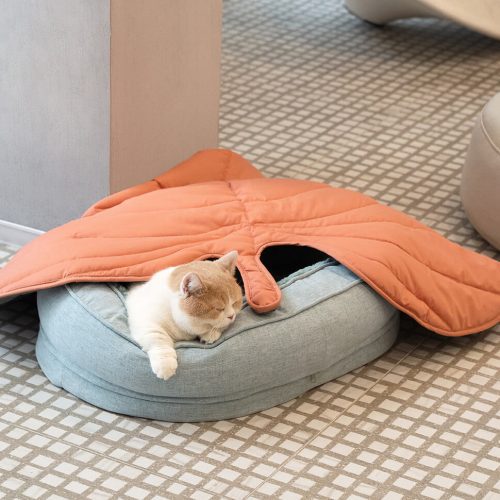 FunnyFuzzy LeafShapeDogBlanketWithDonutDogBed15