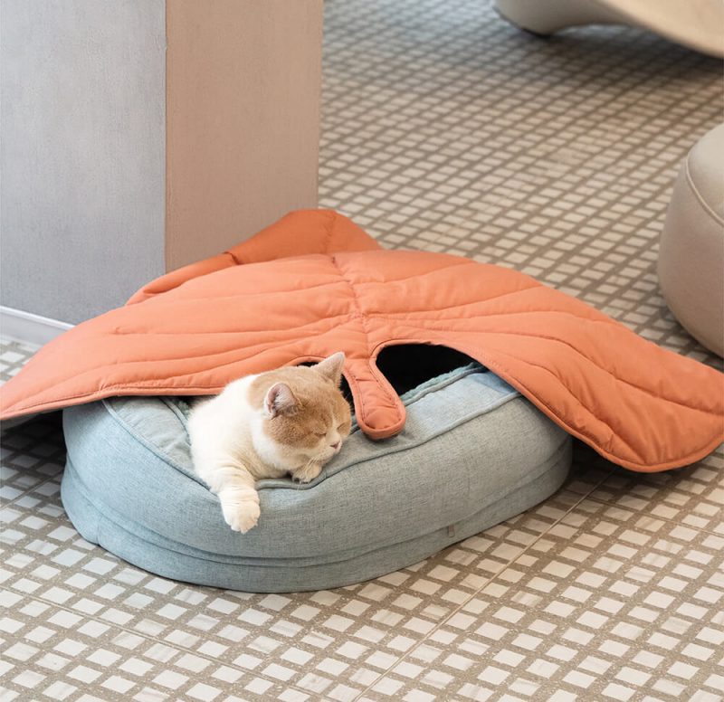 FunnyFuzzy LeafShapeDogBlanketWithDonutDogBed15